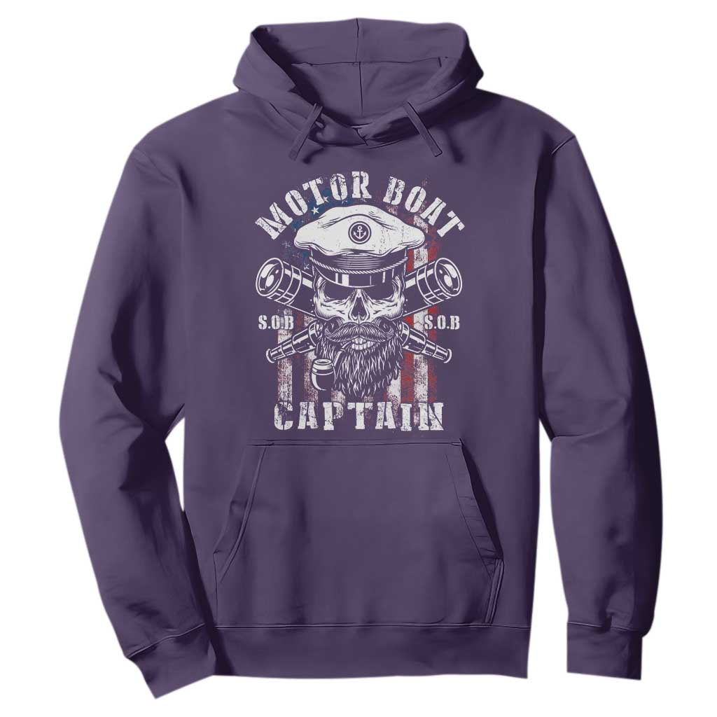 Motor Boat Captain Hoodie Patriotic American Flag TS09 Purple Print Your Wear