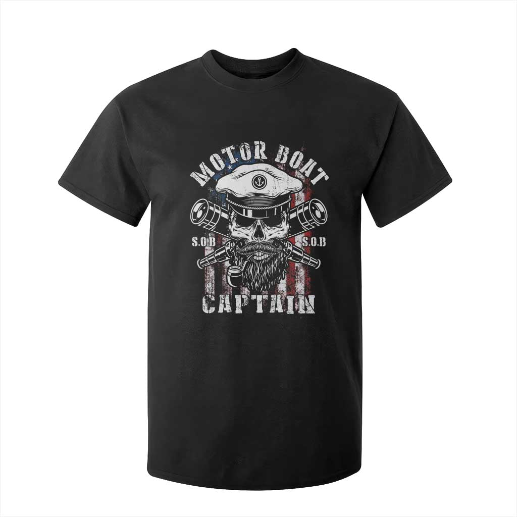 Motor Boat Captain T Shirt For Kid Patriotic American Flag TS09 Black Print Your Wear