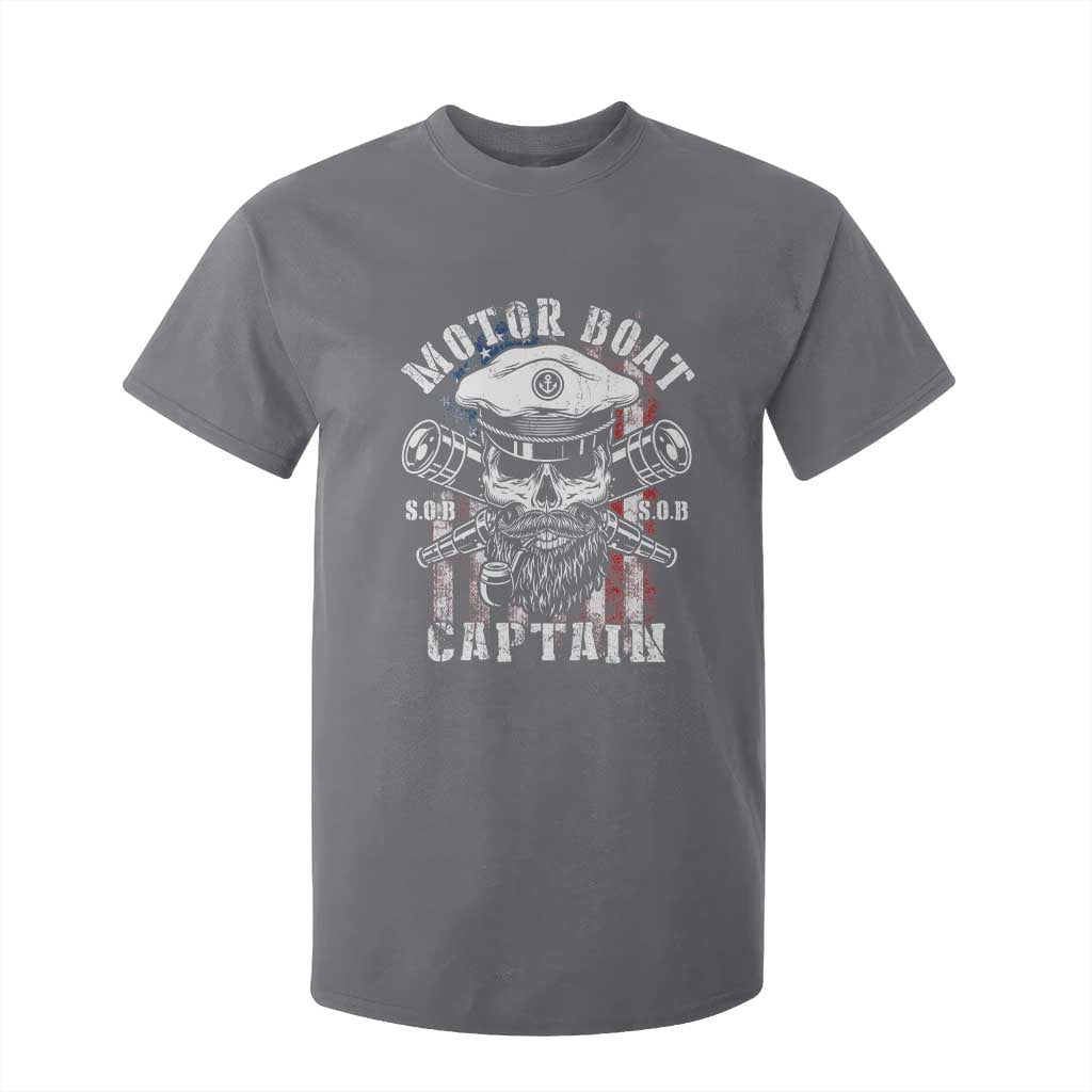 Motor Boat Captain T Shirt For Kid Patriotic American Flag TS09 Charcoal Print Your Wear