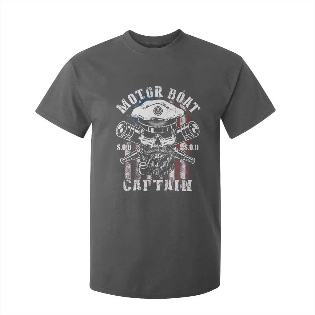 Motor Boat Captain T Shirt For Kid Patriotic American Flag TS09 Dark Heather Print Your Wear