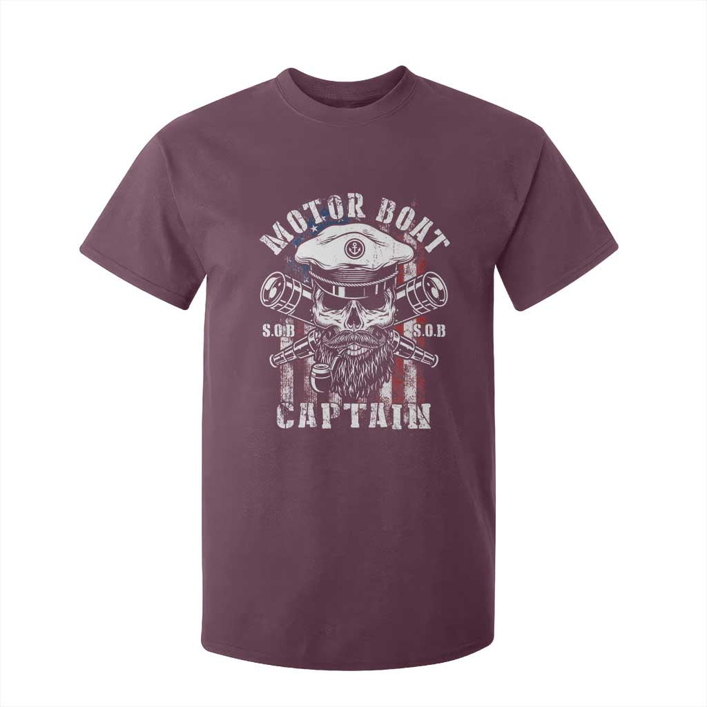 Motor Boat Captain T Shirt For Kid Patriotic American Flag TS09 Maroon Print Your Wear