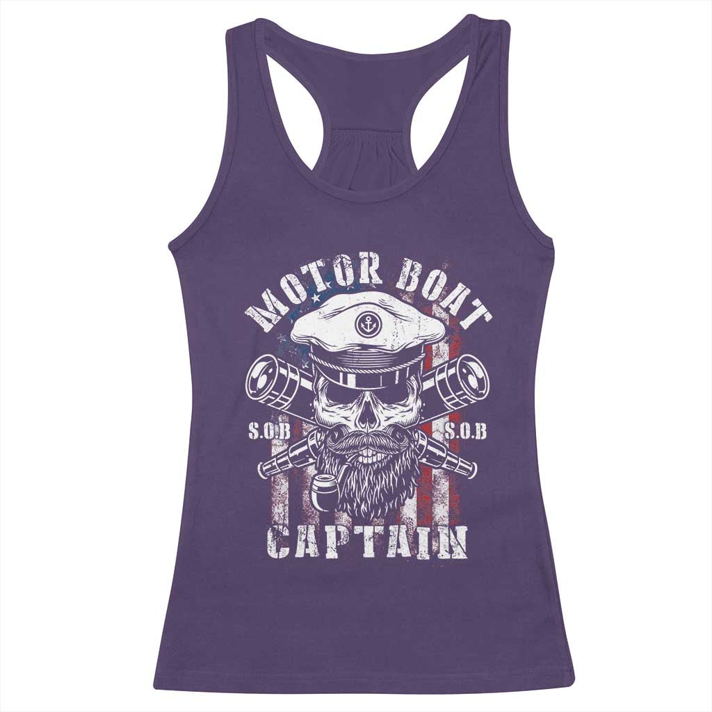 Motor Boat Captain Racerback Tank Top Patriotic American Flag TS09 Purple Print Your Wear