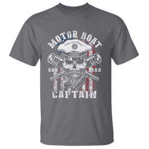 Motor Boat Captain T Shirt Patriotic American Flag TS09 Charcoal Print Your Wear