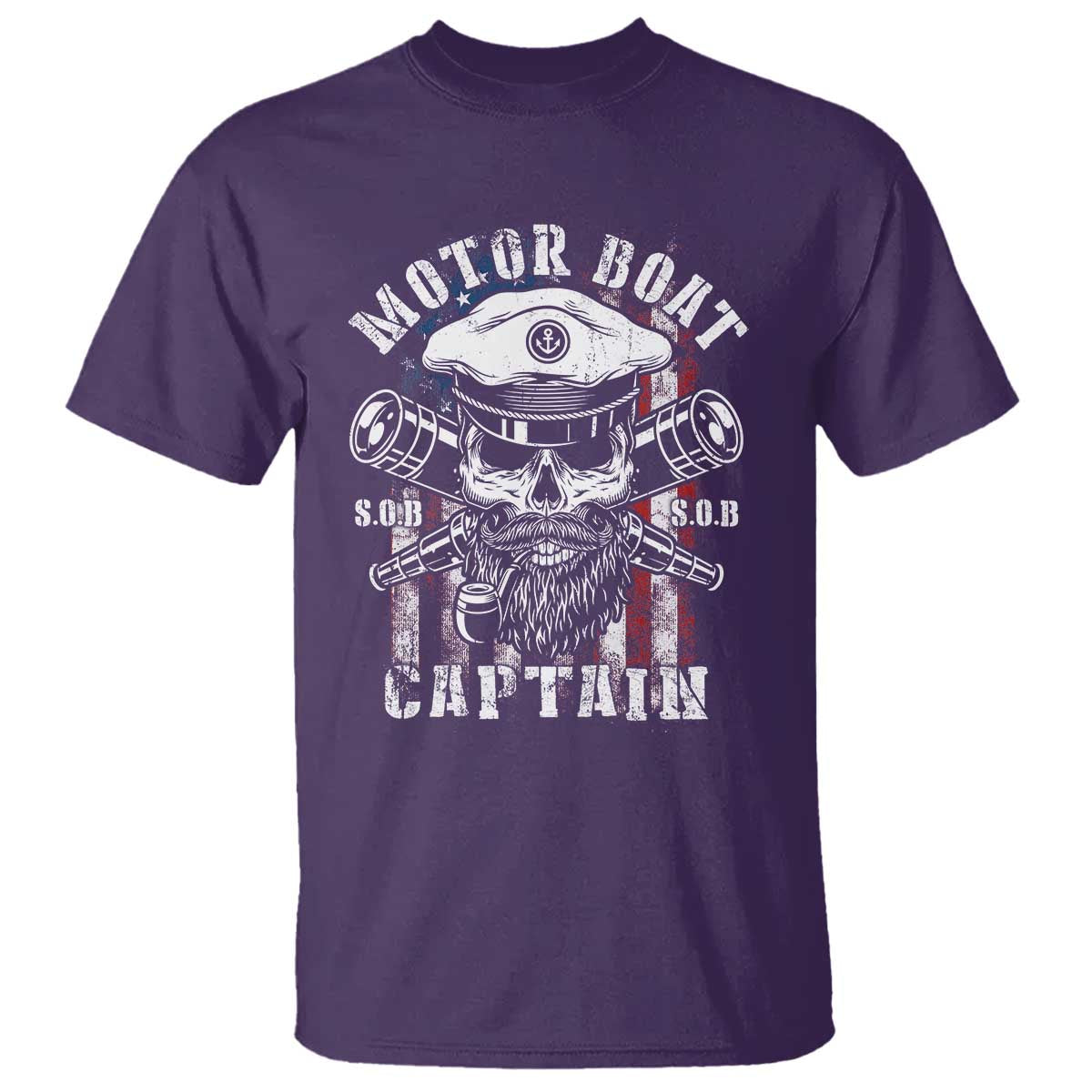 Motor Boat Captain T Shirt Patriotic American Flag TS09 Purple Print Your Wear