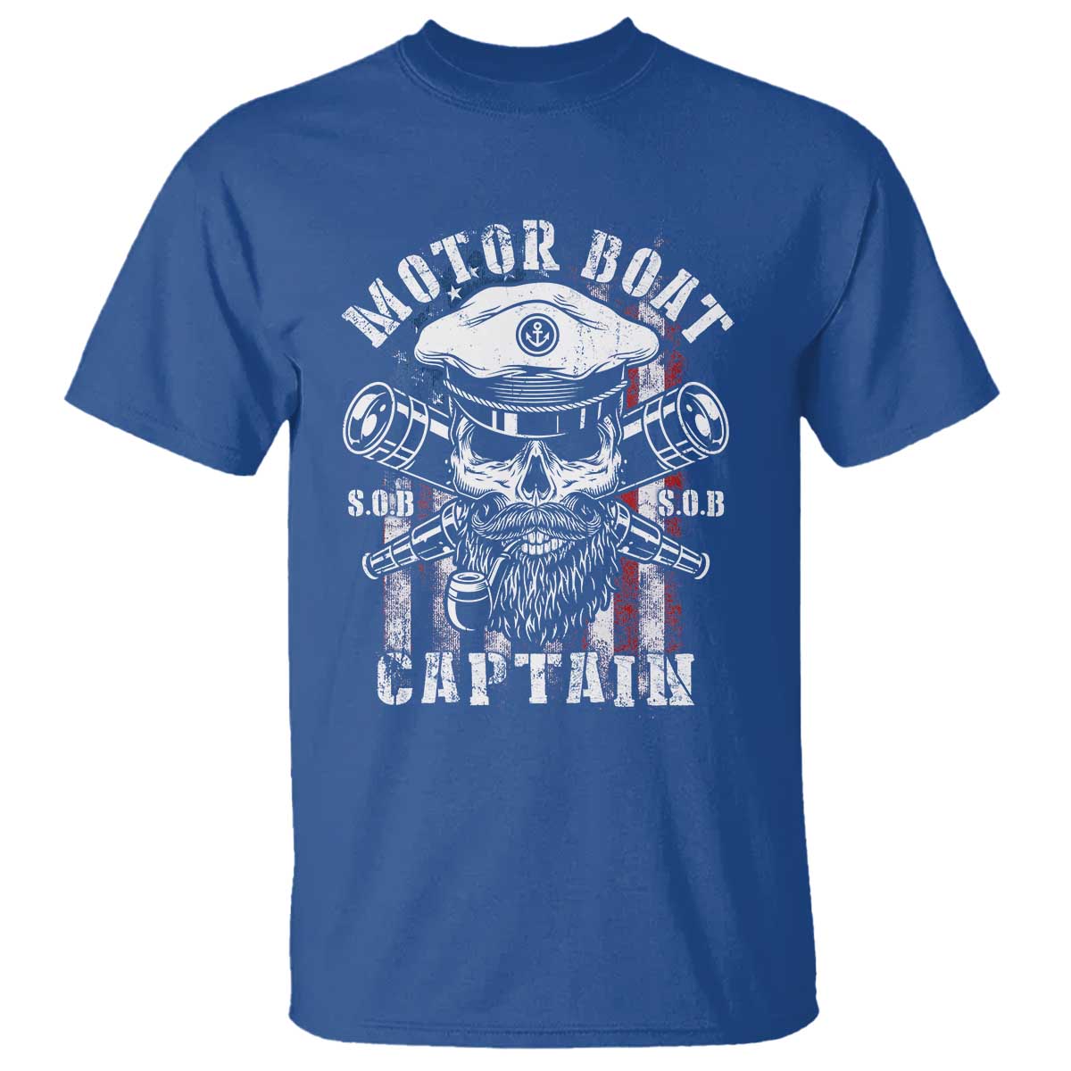 Motor Boat Captain T Shirt Patriotic American Flag TS09 Royal Blue Print Your Wear