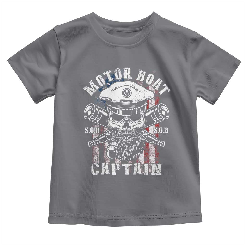 Motor Boat Captain Toddler T Shirt Patriotic American Flag TS09 Charcoal Print Your Wear