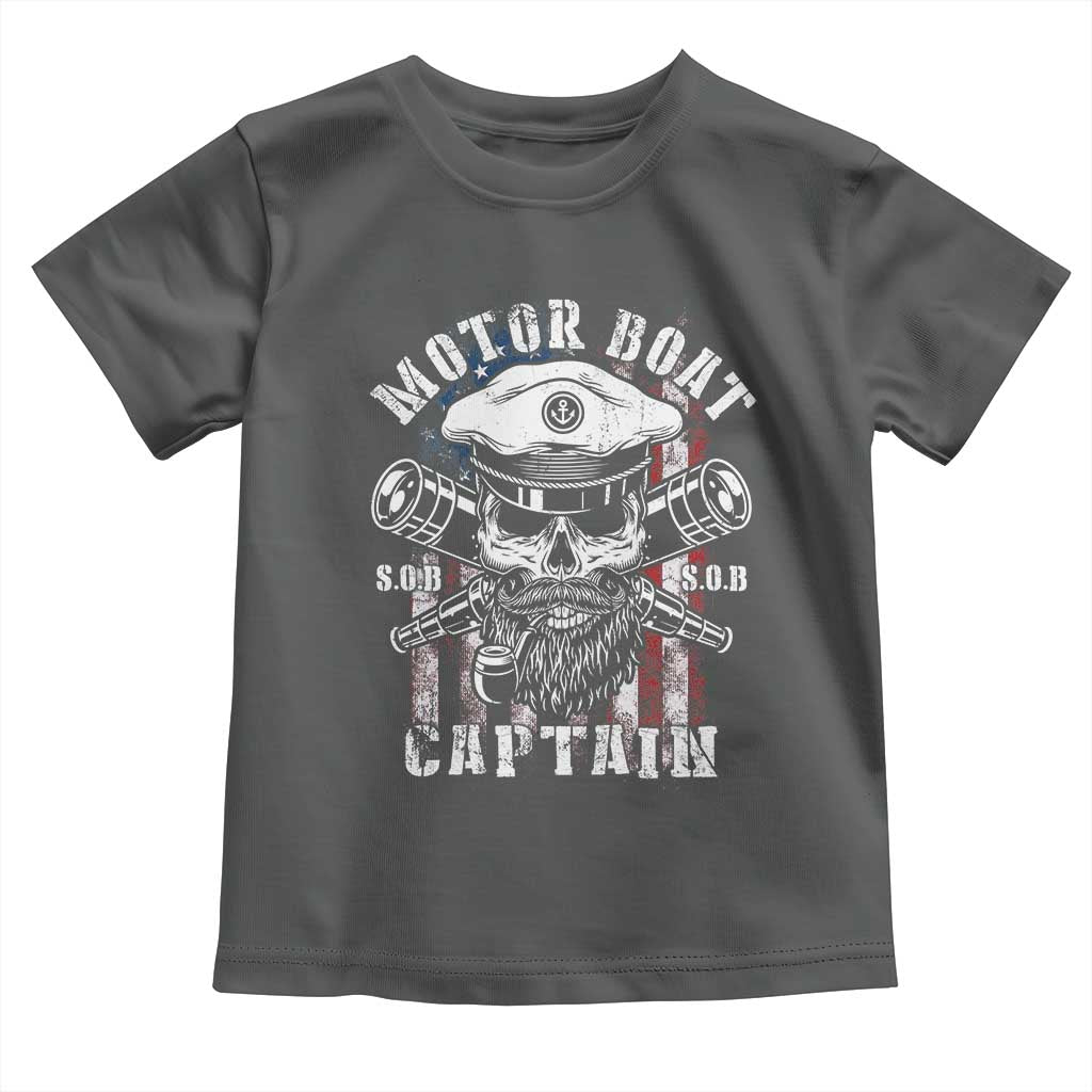Motor Boat Captain Toddler T Shirt Patriotic American Flag TS09 Dark Heather Print Your Wear