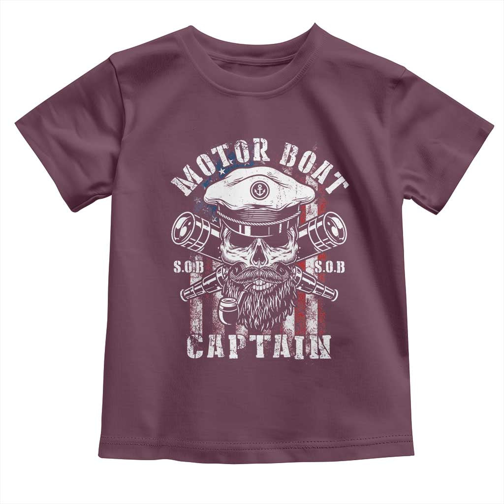 Motor Boat Captain Toddler T Shirt Patriotic American Flag TS09 Maroon Print Your Wear