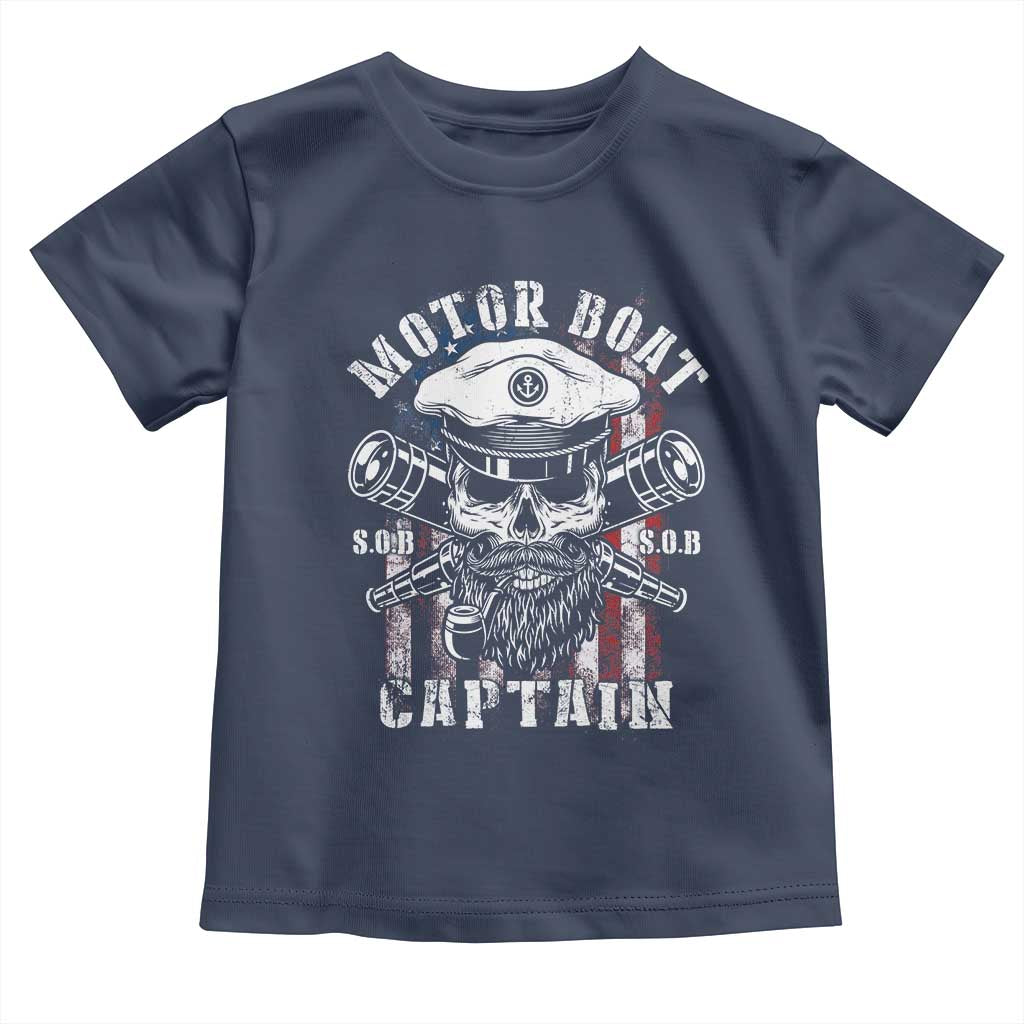 Motor Boat Captain Toddler T Shirt Patriotic American Flag TS09 Navy Print Your Wear