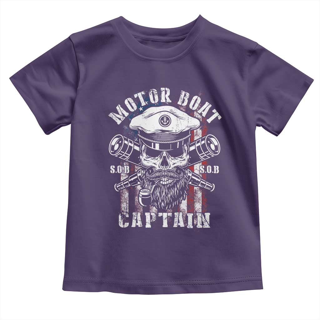 Motor Boat Captain Toddler T Shirt Patriotic American Flag TS09 Purple Print Your Wear