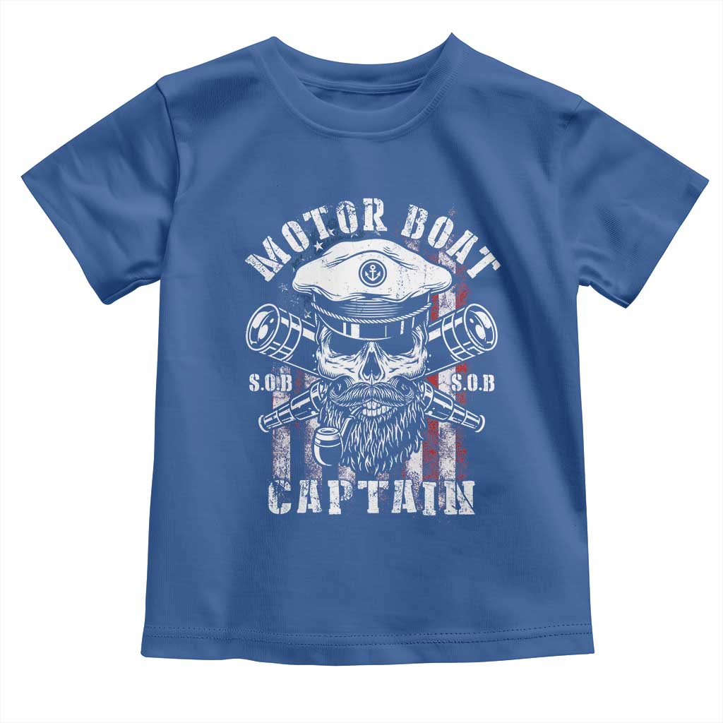 Motor Boat Captain Toddler T Shirt Patriotic American Flag TS09 Royal Blue Print Your Wear