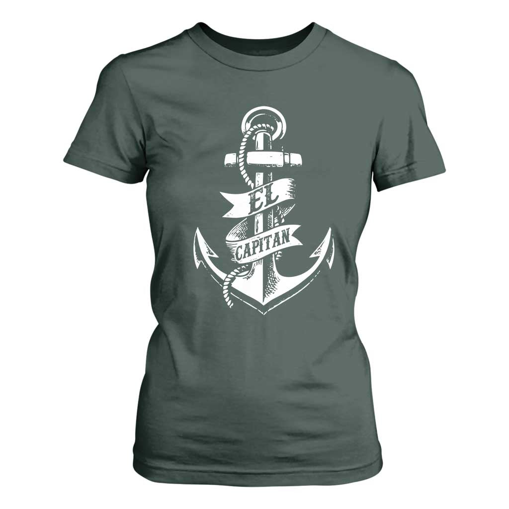 Boat El Capitan T Shirt For Women TS09 Dark Forest Green Print Your Wear