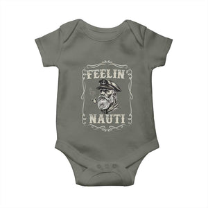Boat Captain Baby Onesie Feelin Nauti Pontoon Sailing Sailor TS09 Military Green Print Your Wear