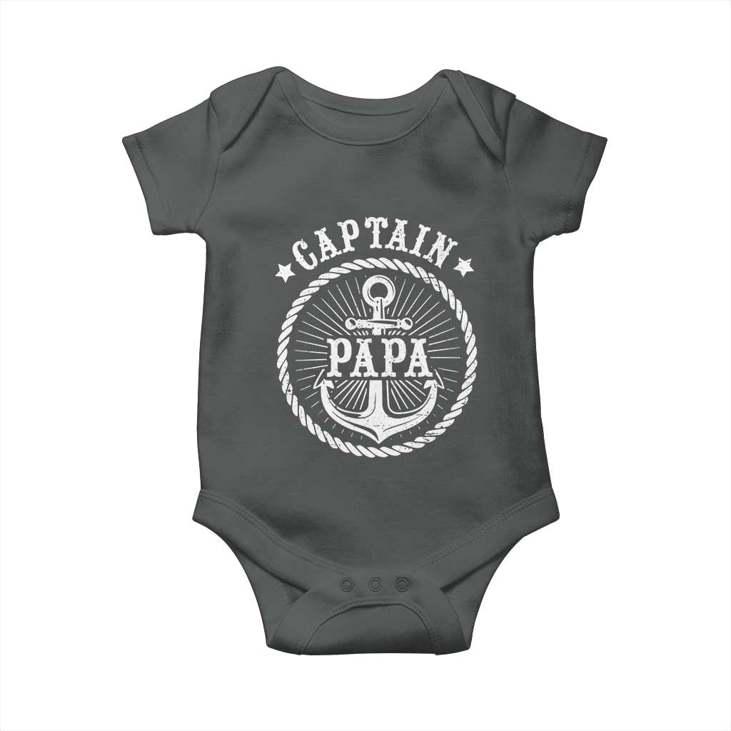 Captain Papa Baby Onesie Lake Sailor Boating TS09 Dark Heather Print Your Wear