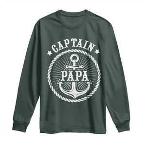Captain Papa Long Sleeve Shirt Lake Sailor Boating TS09 Dark Forest Green Print Your Wear