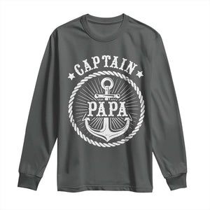 Captain Papa Long Sleeve Shirt Lake Sailor Boating TS09 Dark Heather Print Your Wear