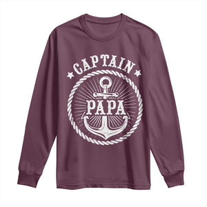 Captain Papa Long Sleeve Shirt Lake Sailor Boating TS09 Maroon Print Your Wear