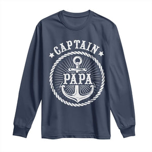 Captain Papa Long Sleeve Shirt Lake Sailor Boating TS09 Navy Print Your Wear