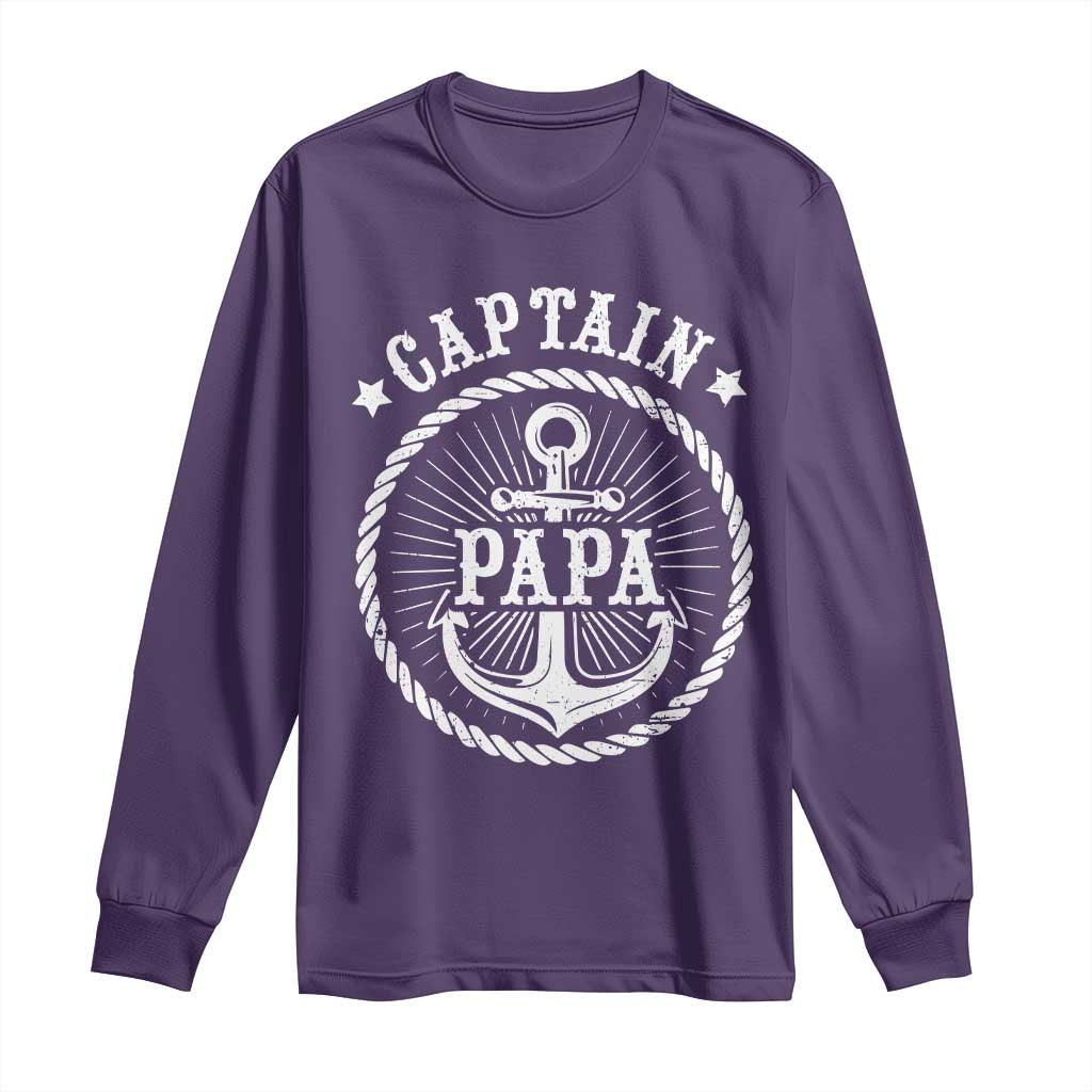 Captain Papa Long Sleeve Shirt Lake Sailor Boating TS09 Purple Print Your Wear