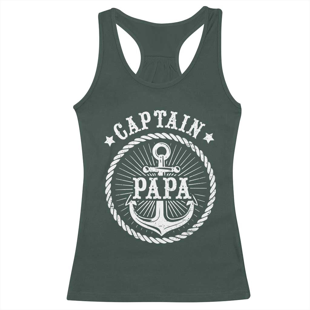 Captain Papa Racerback Tank Top Lake Sailor Boating TS09 Dark Forest Green Print Your Wear