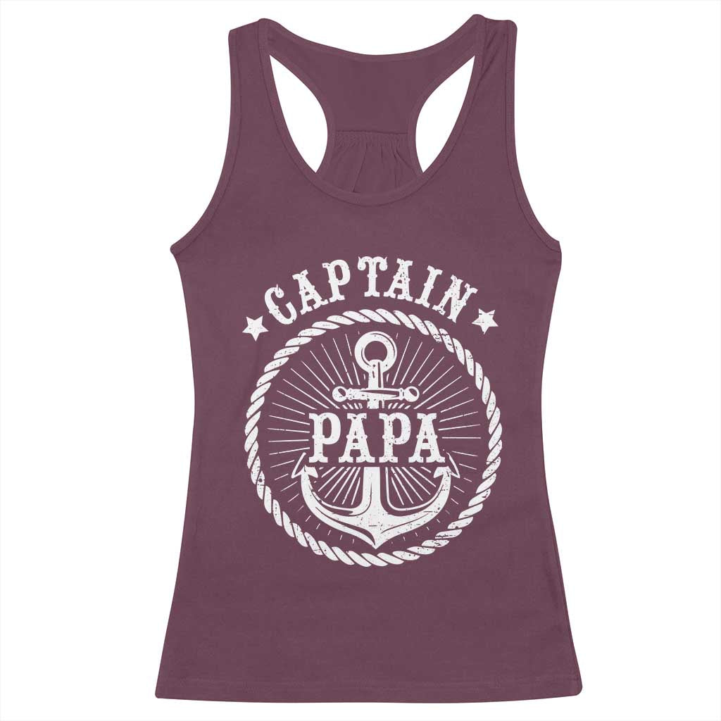 Captain Papa Racerback Tank Top Lake Sailor Boating TS09 Maroon Print Your Wear
