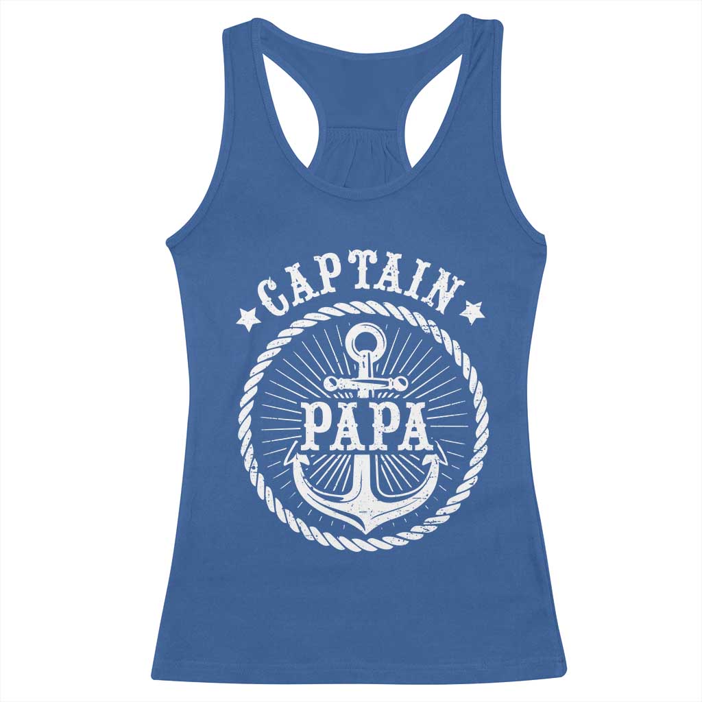 Captain Papa Racerback Tank Top Lake Sailor Boating TS09 Royal Blue Print Your Wear