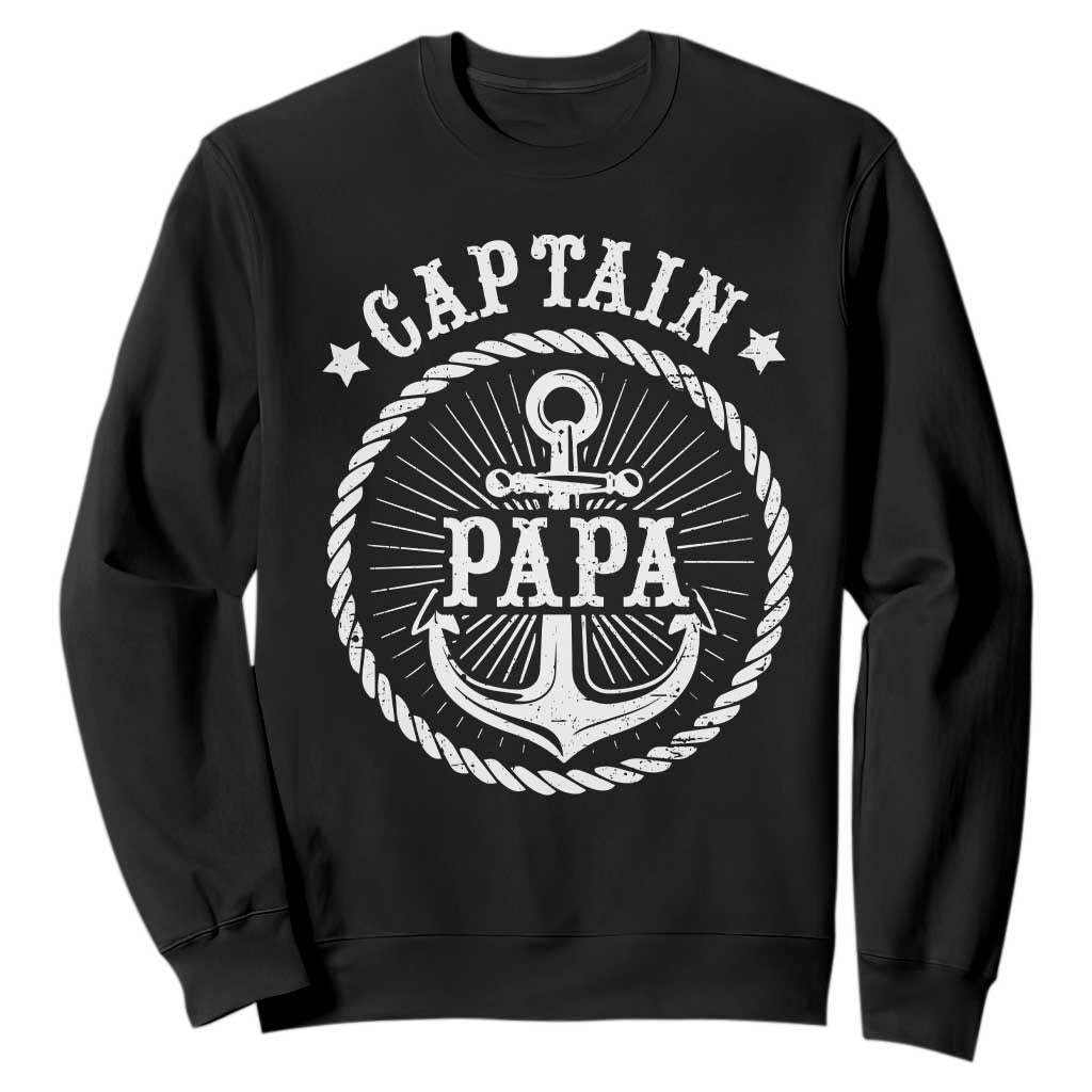 Captain Papa Sweatshirt Lake Sailor Boating TS09 Black Print Your Wear