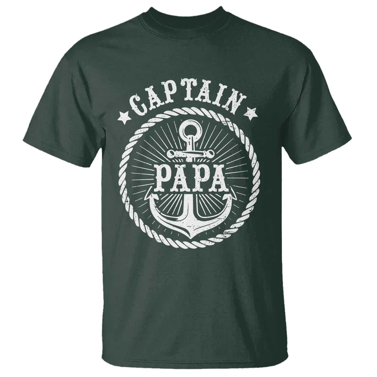 Captain Papa T Shirt Lake Sailor Boating TS09 Dark Forest Green Print Your Wear