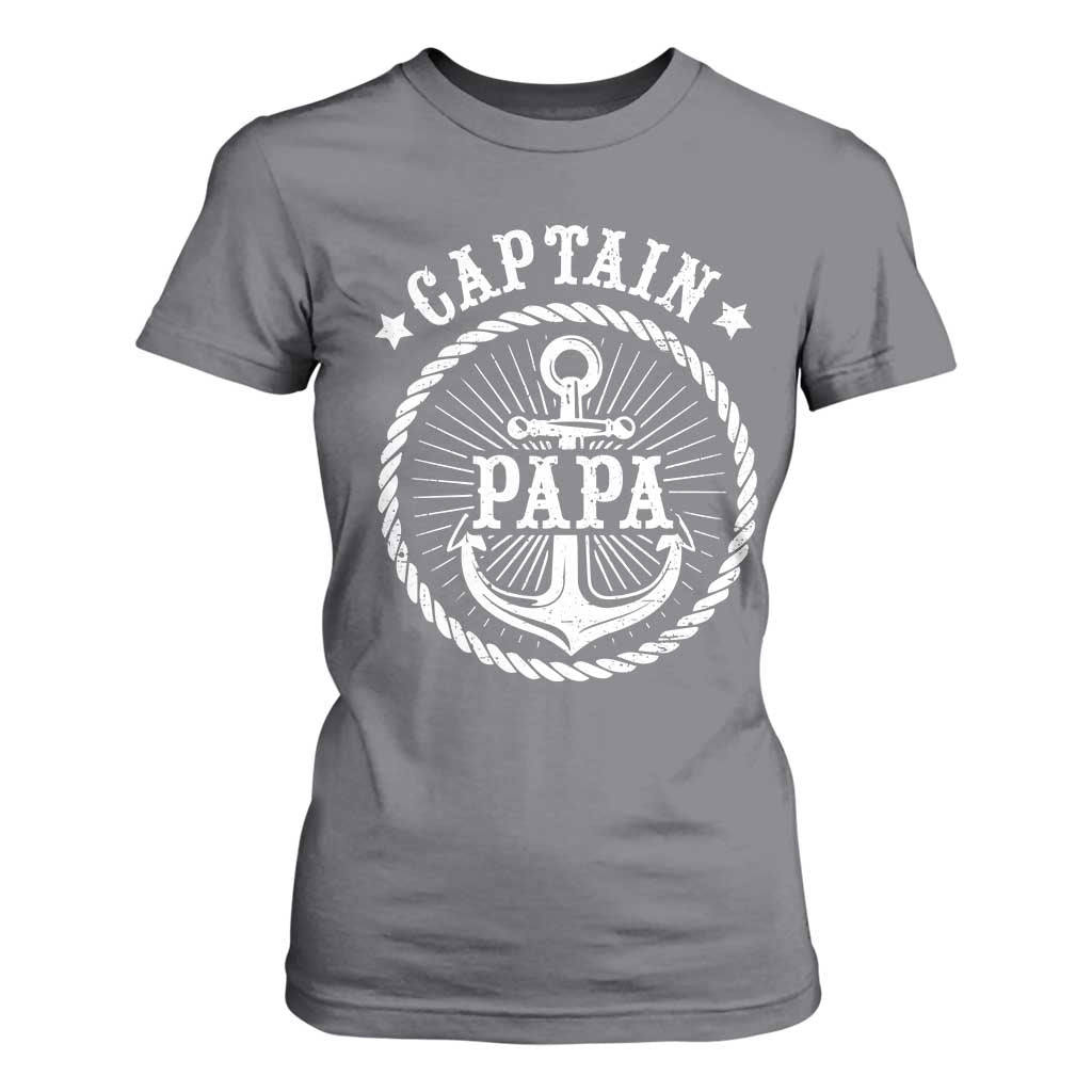Captain Papa T Shirt For Women Lake Sailor Boating TS09 Charcoal Print Your Wear