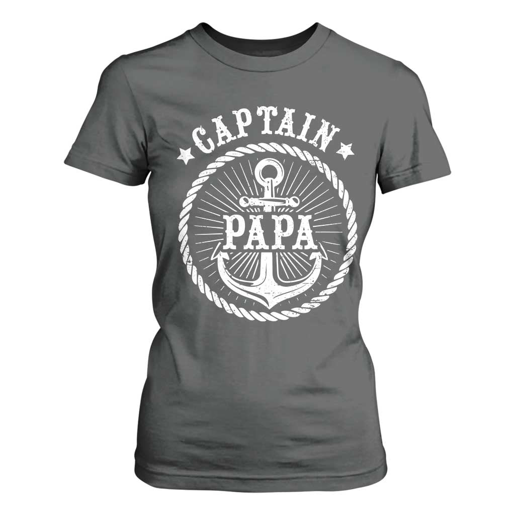 Captain Papa T Shirt For Women Lake Sailor Boating TS09 Dark Heather Print Your Wear