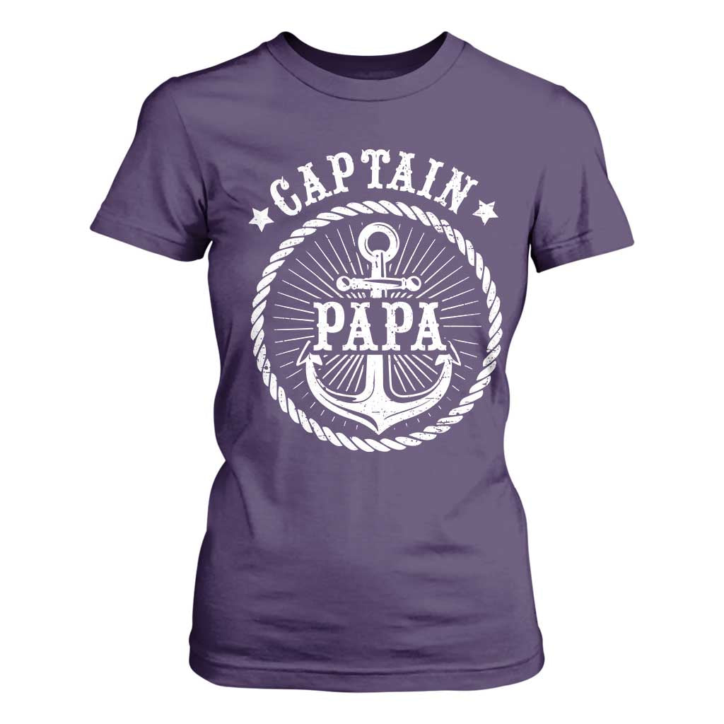 Captain Papa T Shirt For Women Lake Sailor Boating TS09 Purple Print Your Wear