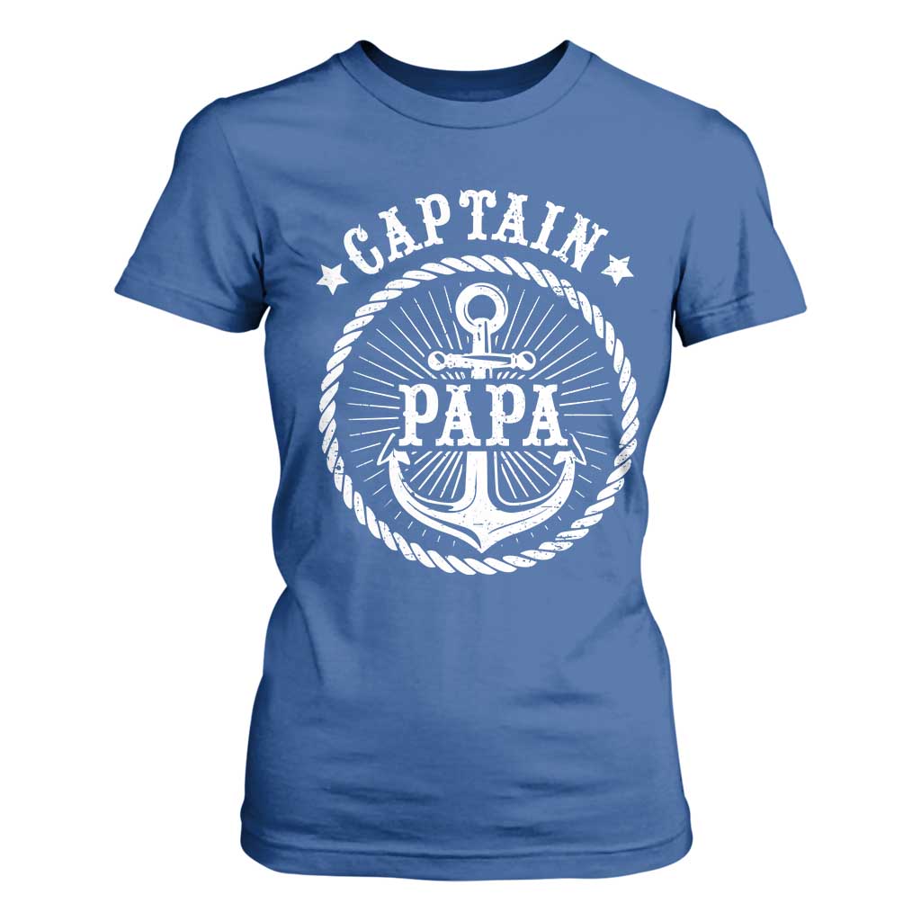 Captain Papa T Shirt For Women Lake Sailor Boating TS09 Royal Blue Print Your Wear