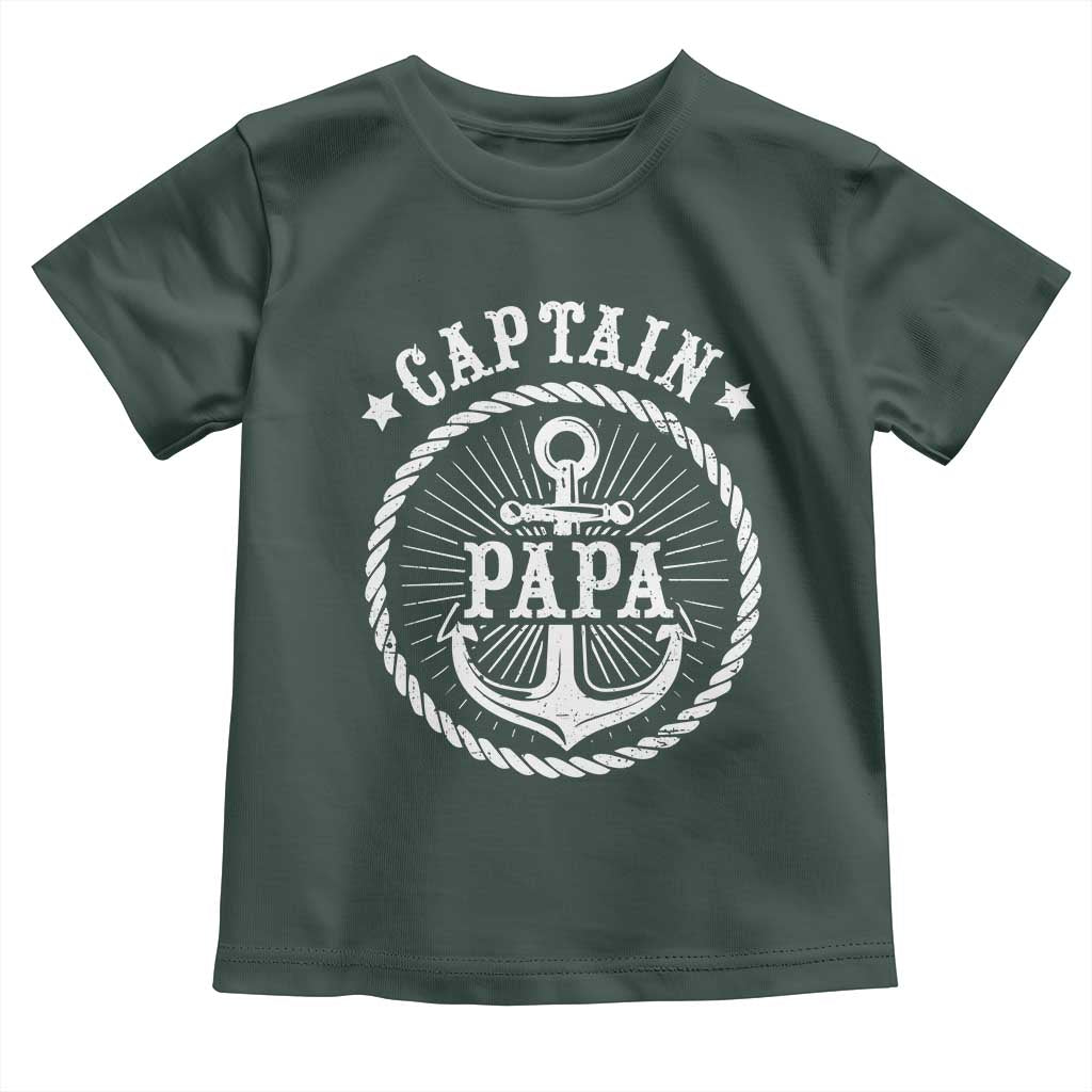 Captain Papa Toddler T Shirt Lake Sailor Boating TS09 Dark Forest Green Print Your Wear