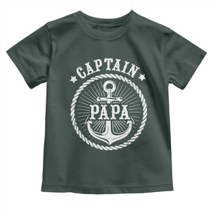 Captain Papa Toddler T Shirt Lake Sailor Boating TS09 Dark Forest Green Print Your Wear
