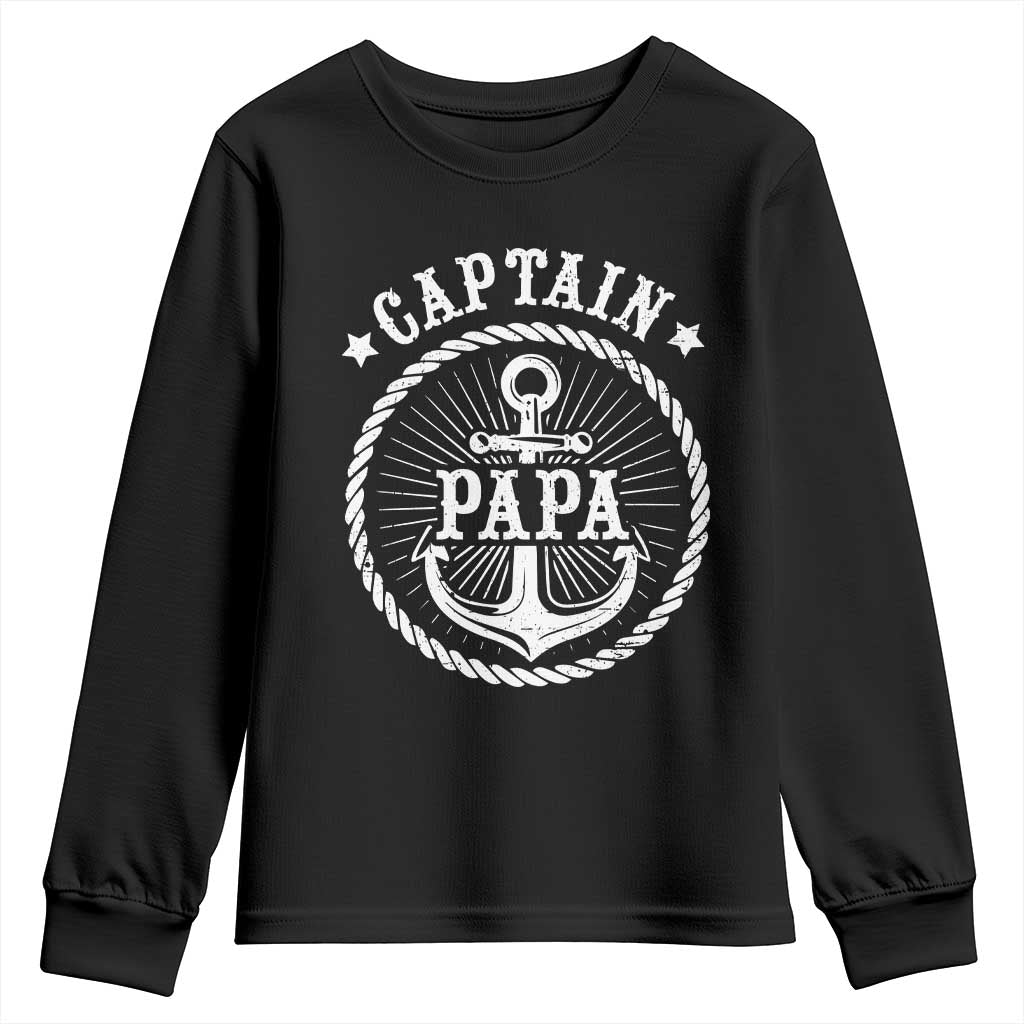 Captain Papa Youth Sweatshirt Lake Sailor Boating TS09 Black Print Your Wear