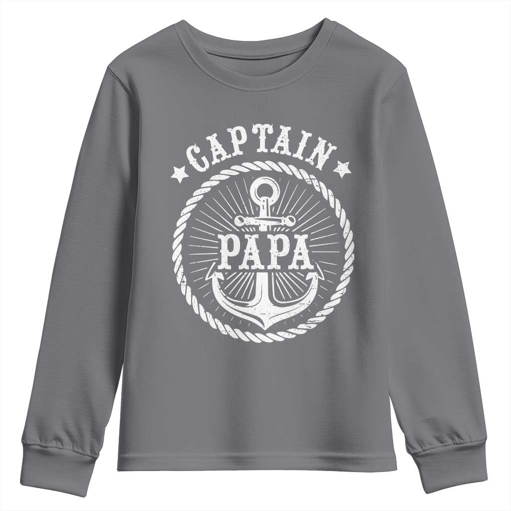 Captain Papa Youth Sweatshirt Lake Sailor Boating TS09 Charcoal Print Your Wear