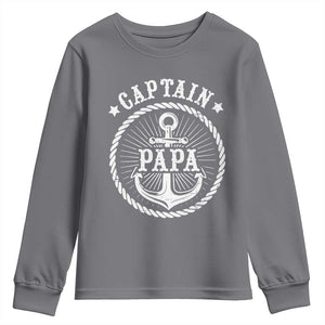 Captain Papa Youth Sweatshirt Lake Sailor Boating TS09 Charcoal Print Your Wear