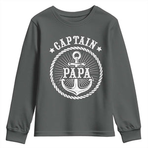 Captain Papa Youth Sweatshirt Lake Sailor Boating TS09 Dark Heather Print Your Wear
