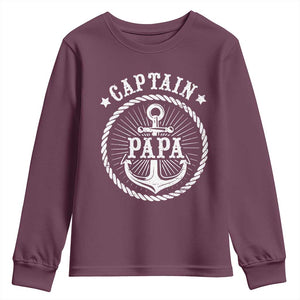 Captain Papa Youth Sweatshirt Lake Sailor Boating TS09 Maroon Print Your Wear
