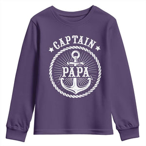 Captain Papa Youth Sweatshirt Lake Sailor Boating TS09 Purple Print Your Wear