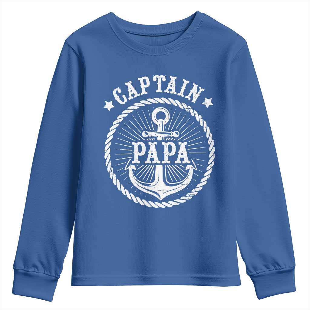 Captain Papa Youth Sweatshirt Lake Sailor Boating TS09 Royal Blue Print Your Wear