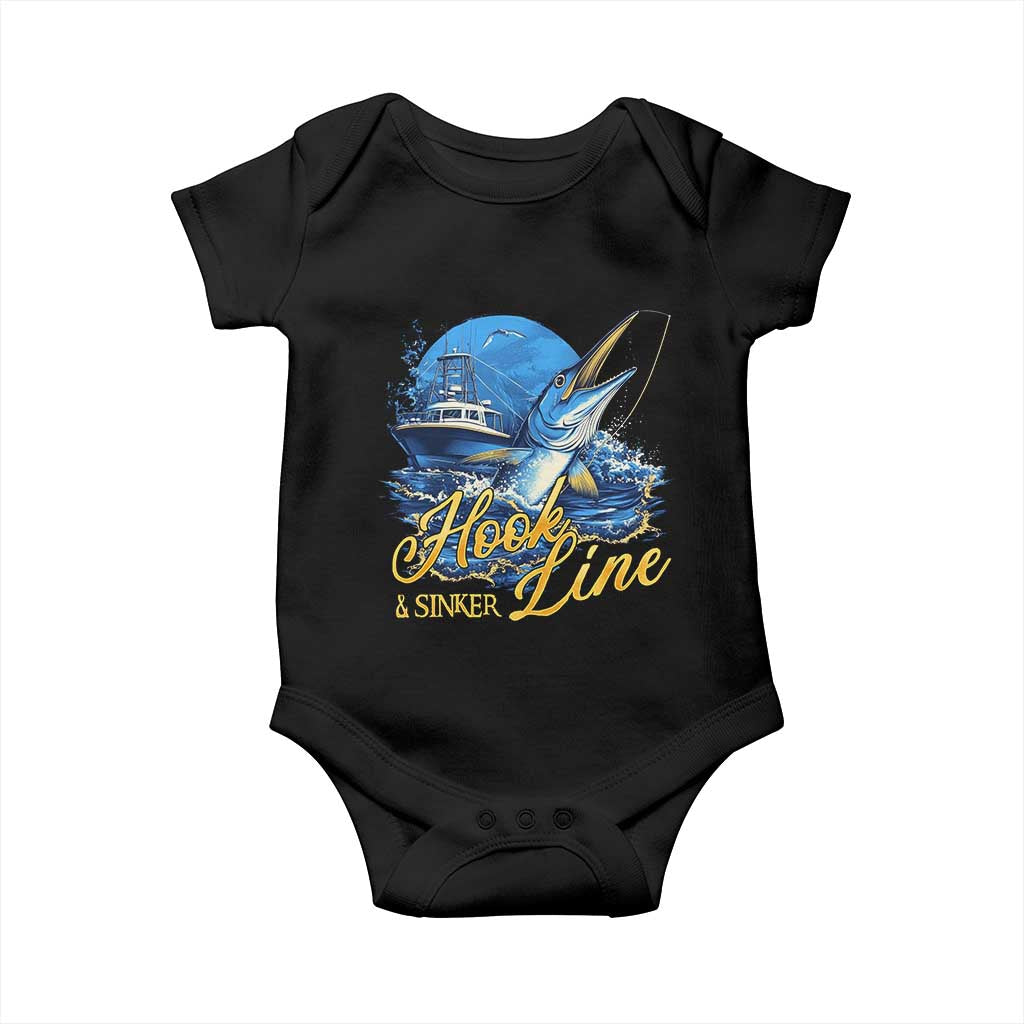 Fishing Boat Baby Onesie Hook Line and Sinker TS09 Black Print Your Wear