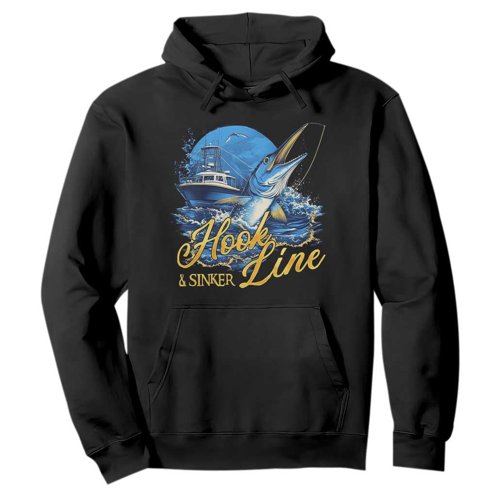 Fishing Boat Hoodie Hook Line and Sinker TS09 Black Print Your Wear