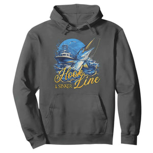 Fishing Boat Hoodie Hook Line and Sinker TS09 Dark Heather Print Your Wear