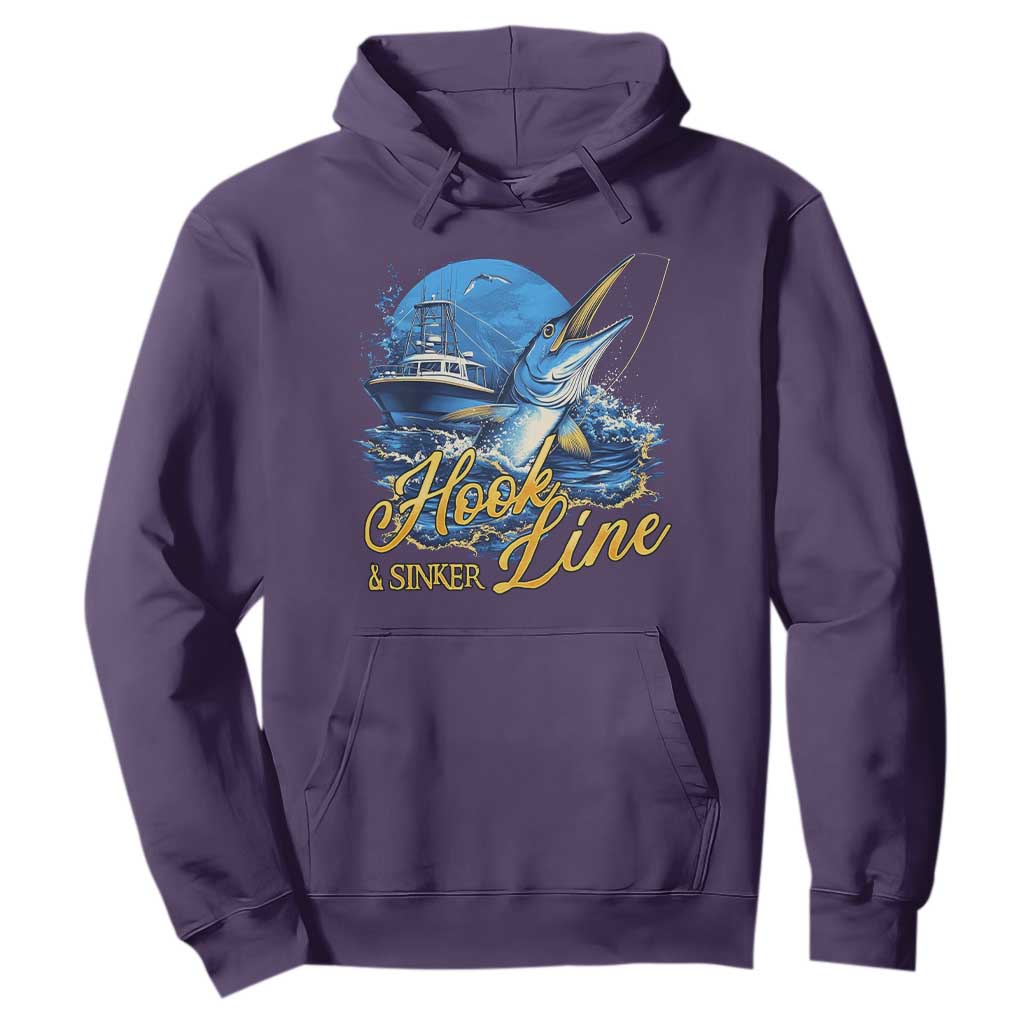 Fishing Boat Hoodie Hook Line and Sinker TS09 Purple Print Your Wear
