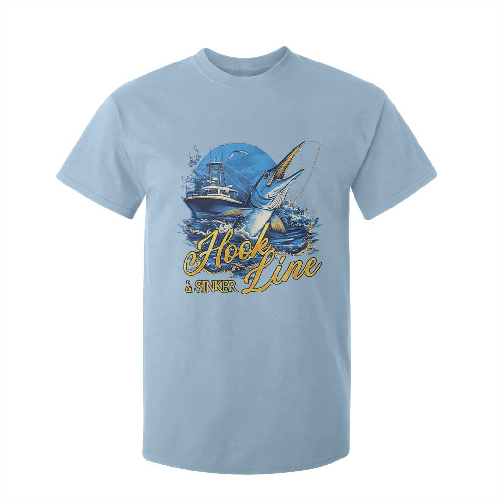 Fishing Boat T Shirt For Kid Hook Line and Sinker TS09 Light Blue Print Your Wear