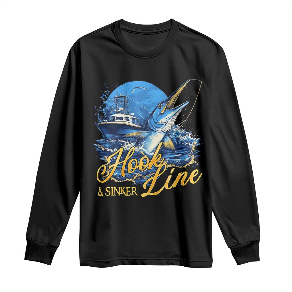 Fishing Boat Long Sleeve Shirt Hook Line and Sinker TS09 Black Print Your Wear