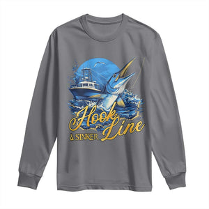 Fishing Boat Long Sleeve Shirt Hook Line and Sinker TS09 Charcoal Print Your Wear