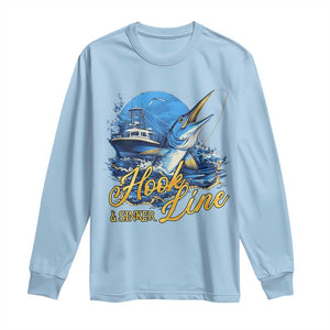 Fishing Boat Long Sleeve Shirt Hook Line and Sinker TS09 Light Blue Print Your Wear