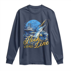 Fishing Boat Long Sleeve Shirt Hook Line and Sinker TS09 Navy Print Your Wear